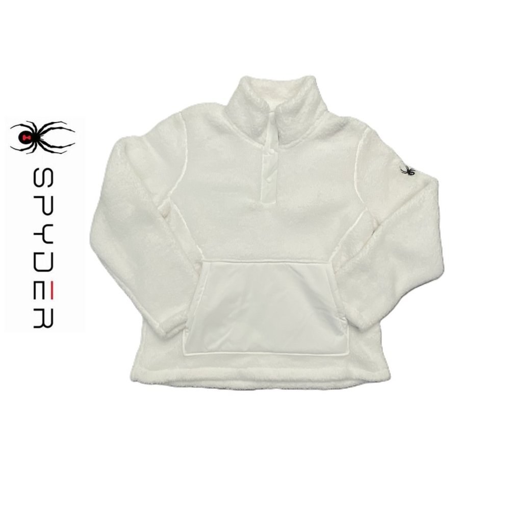 NWT Spyder Women's Large 1/4 Snap Sherpa Fleece Jacket Pullover in White, Cozy